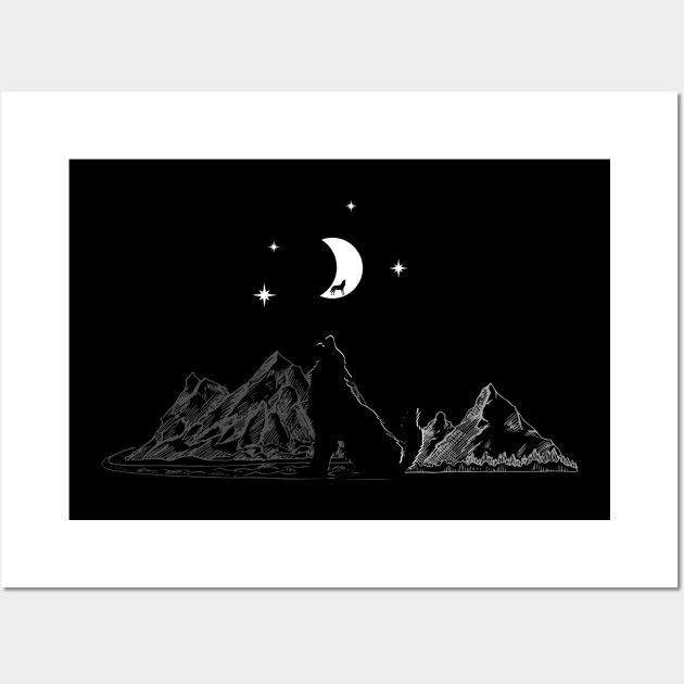 Howling at the moon Wall Art by Wolf Clothing Co